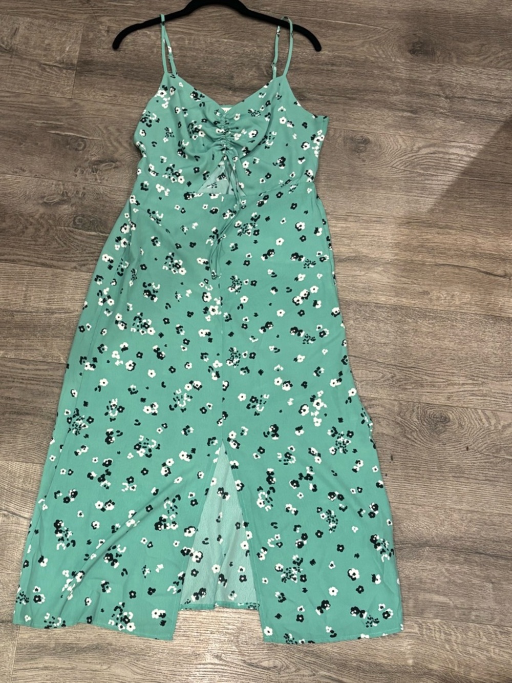 Topshop Mint Green Floral Maxi Dress with Tie Front